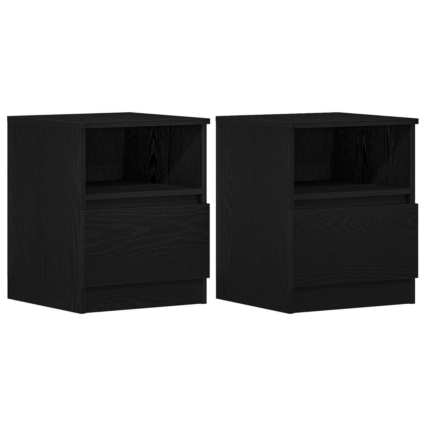 Sengeborde 2 Stk Sort Eg 40X40X50 Cm Bygget I Træ