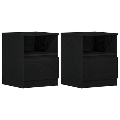 Sengeborde 2 Stk Sort Eg 40X40X50 Cm Bygget I Træ