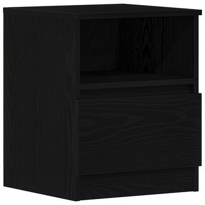 Sengeborde 2 Stk Sort Eg 40X40X50 Cm Bygget I Træ