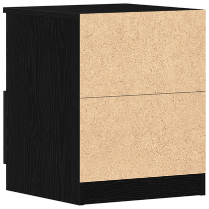 Sengeborde 2 Stk Sort Eg 40X40X50 Cm Bygget I Træ