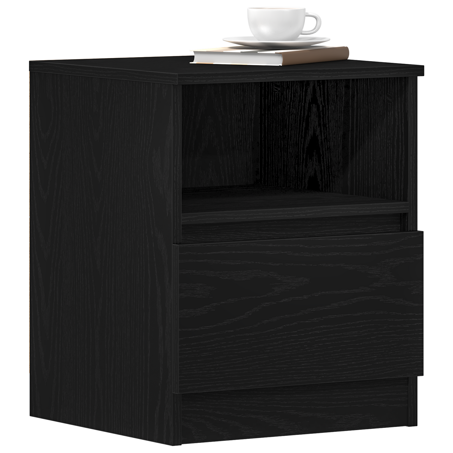 Sengeborde 2 Stk Sort Eg 40X40X50 Cm Bygget I Træ