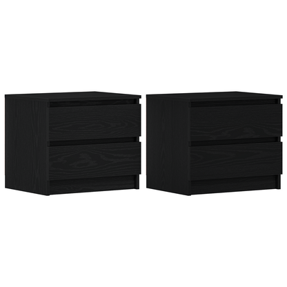 Soveværelsesskabe 2 Stk Sort Egetræ 50X40X43,5 Cm Lavet Af Træ