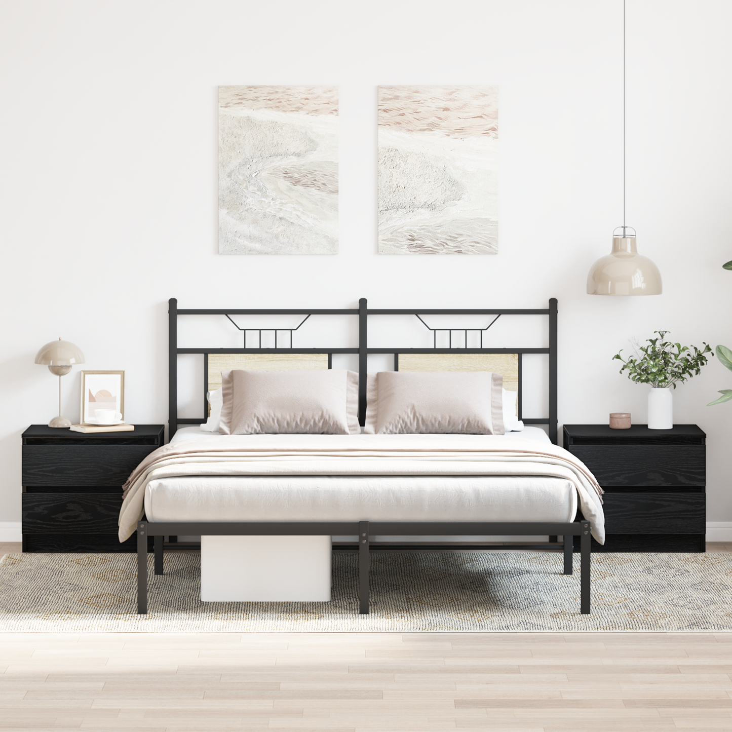 Soveværelsesskabe 2 Stk Sort Egetræ 50X40X43,5 Cm Lavet Af Træ