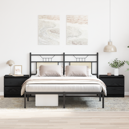 Soveværelsesskabe 2 Stk Sort Egetræ 50X40X43,5 Cm Lavet Af Træ