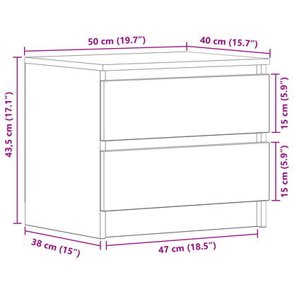 Soveværelsesskabe 2 Stk Sort Egetræ 50X40X43,5 Cm Lavet Af Træ