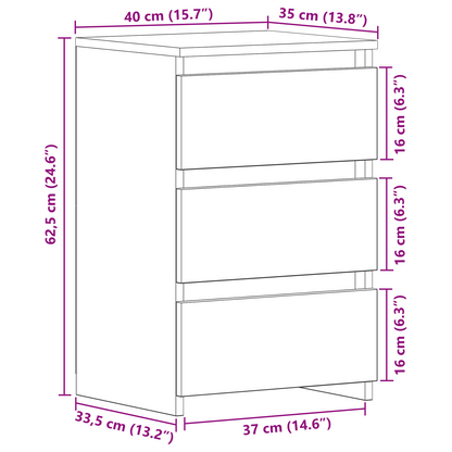 Sengestel Sort Eg 40X35X62,5 Cm Konstrueret Træ