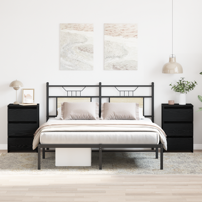 Sengeborde 2 Stk Sort Eg 40X35X62,5 Cm Konstrueret Træ
