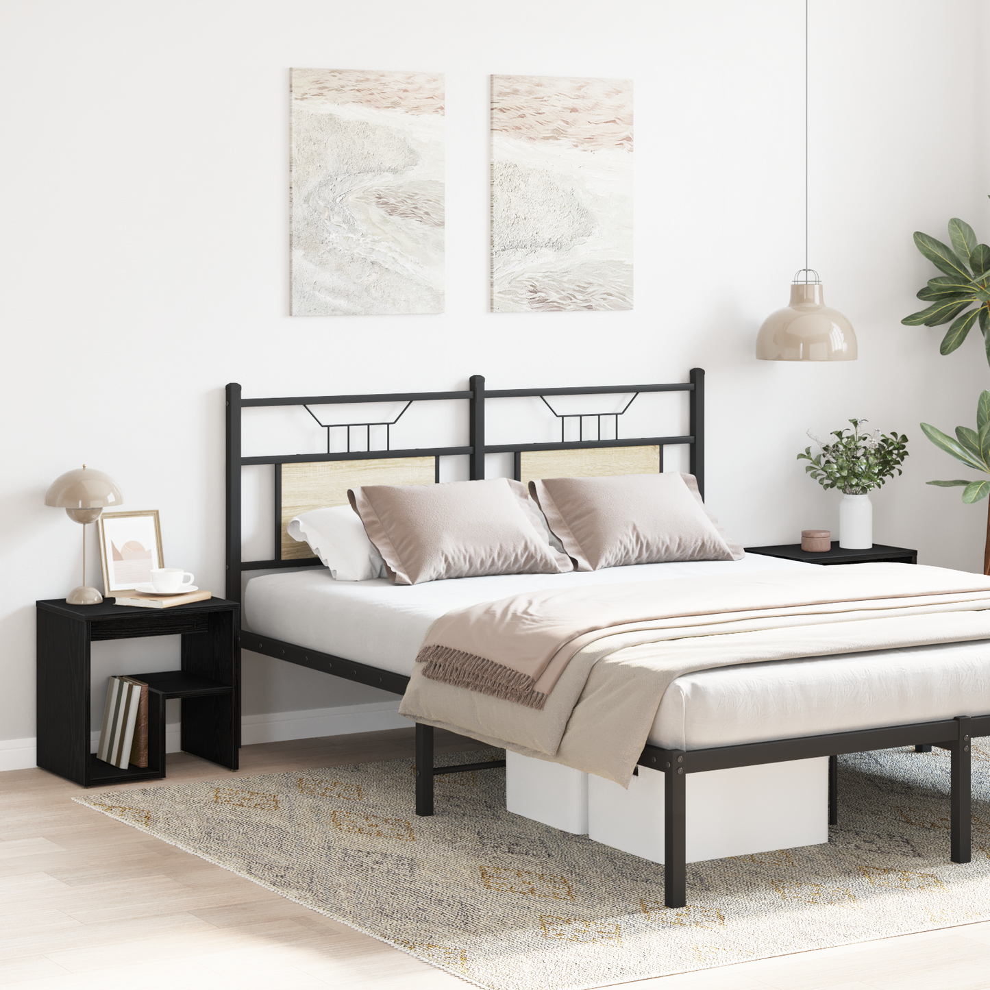 Sengeborde 2 Stk Sort Eg 40X30X40 Cm
