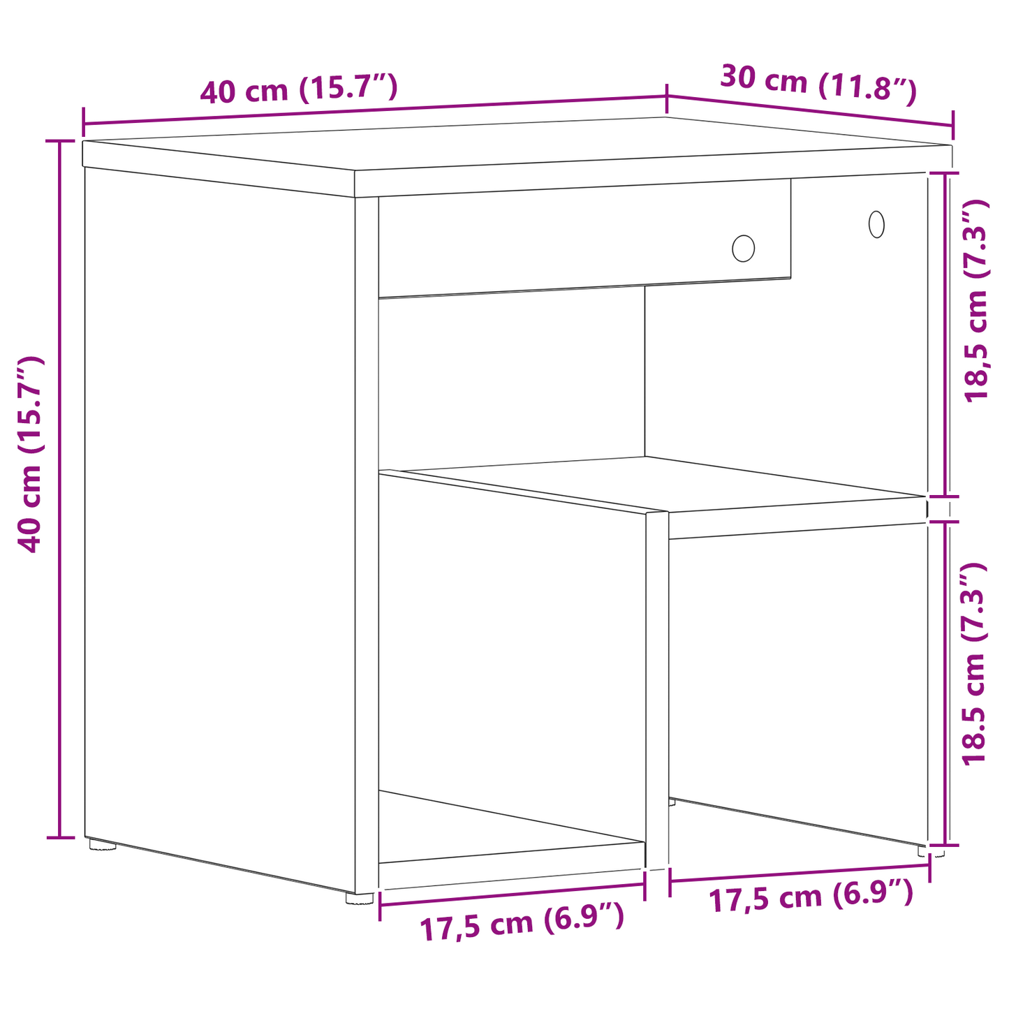 Sengeborde 2 Stk Sort Eg 40X30X40 Cm