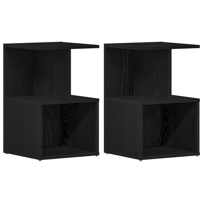 Sengeborde 2 Stk Sort Eg 35X35X55 Cm Constricted Wood