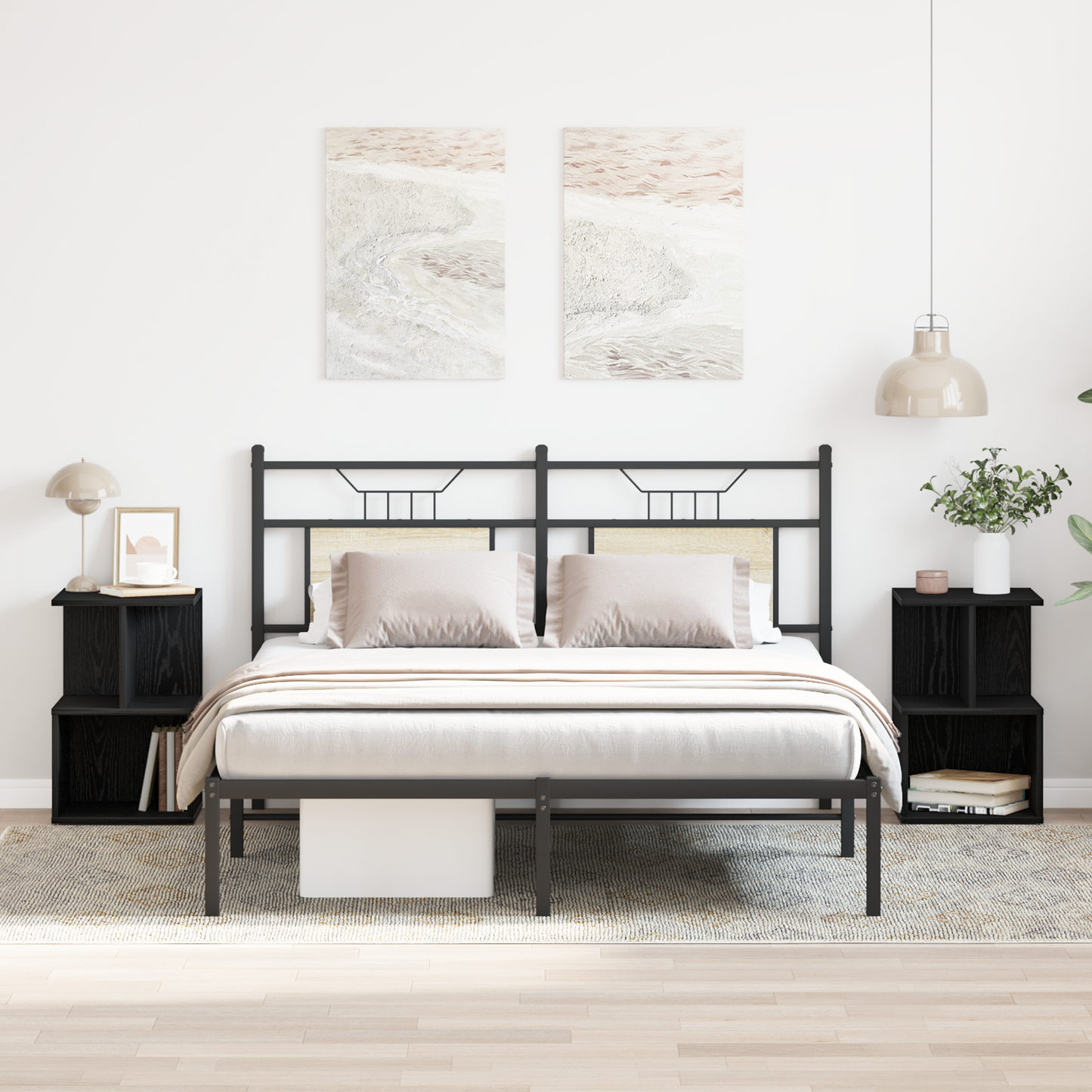 Sengeborde 2 Stk Sort Eg 35X35X55 Cm Constricted Wood
