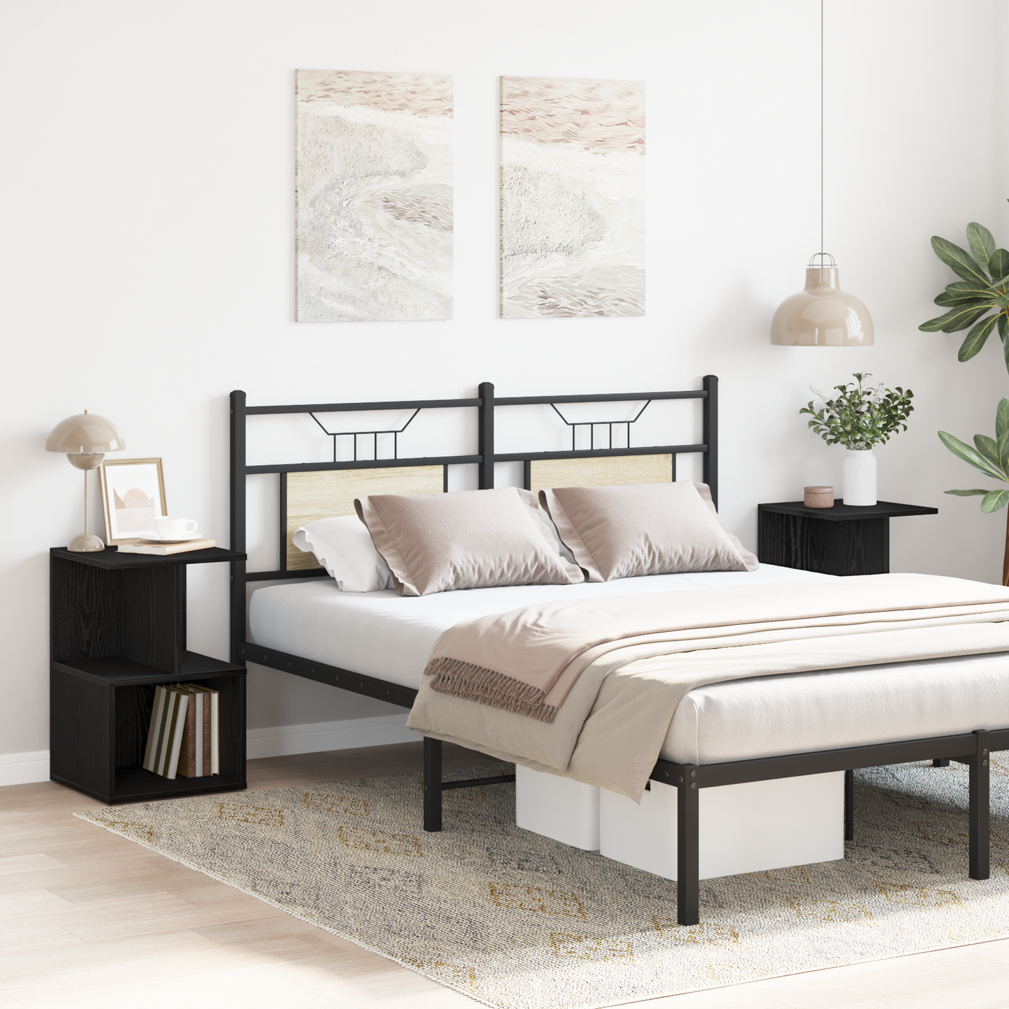 Sengeborde 2 Stk Sort Eg 35X35X55 Cm Constricted Wood