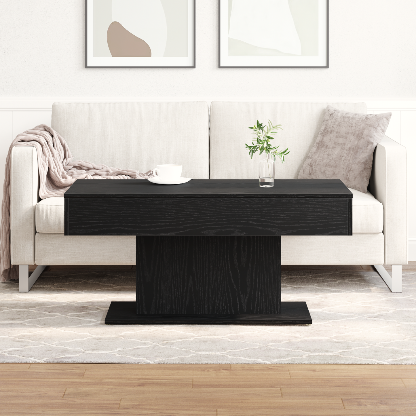 Kaffebord Sort Eg 96X50X45 Cm Lavet Af Træ