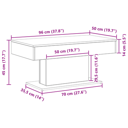 Kaffebord Sort Eg 96X50X45 Cm Lavet Af Træ