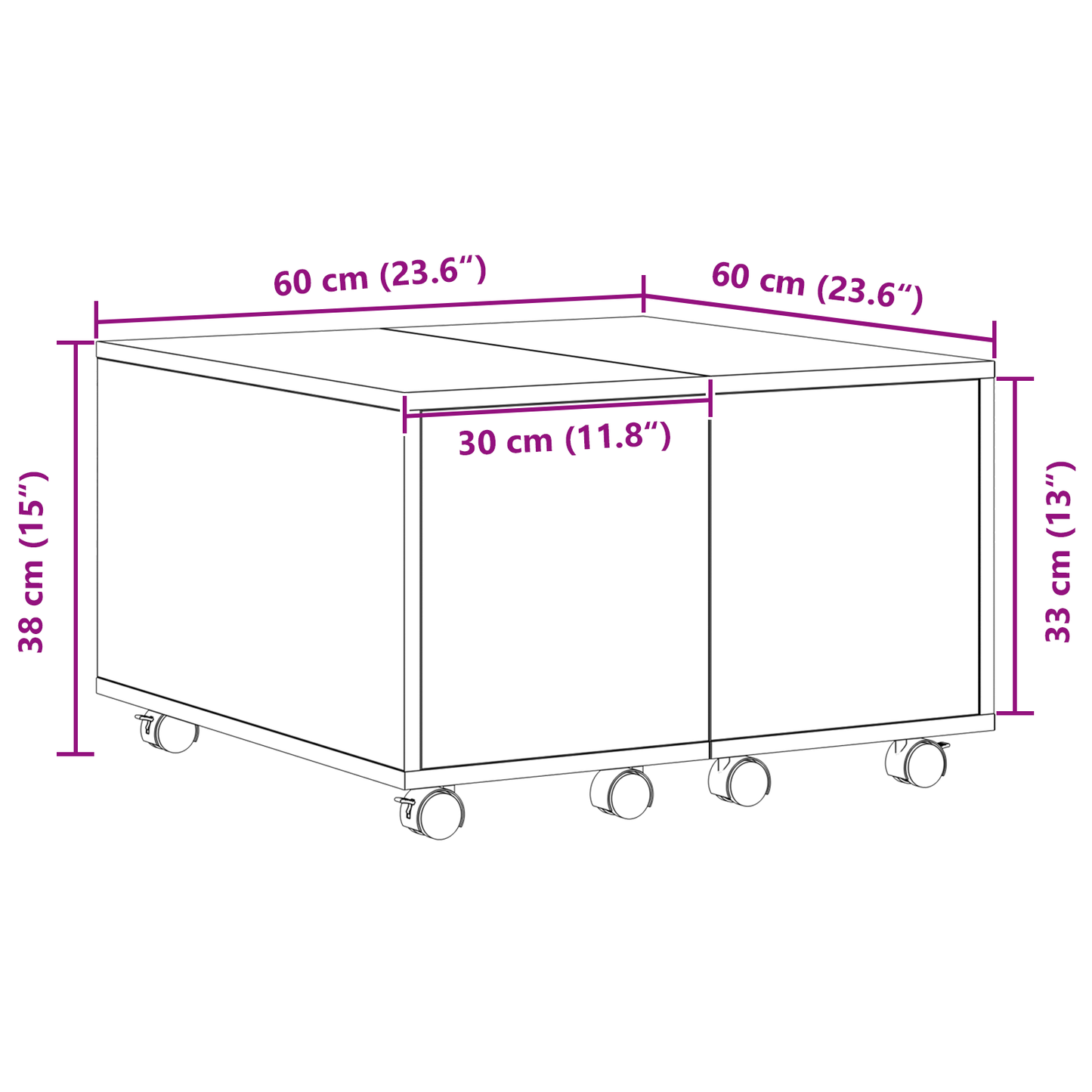 Kaffebord Sort Eg 60X60X38 Cm Presset Træ