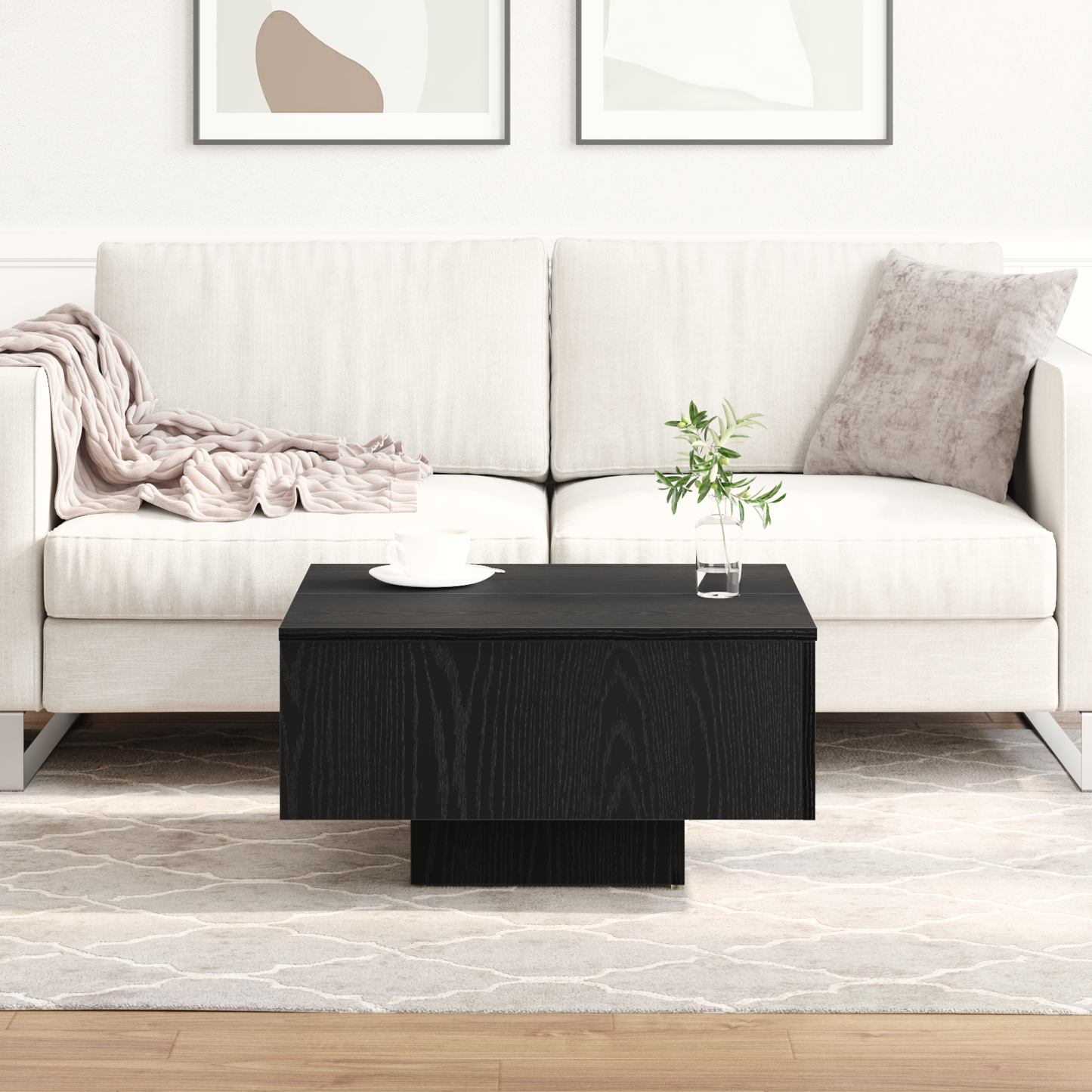 Kaffebord I Sort Eg 60X60X31,5 Cm I Konstrueret Træ