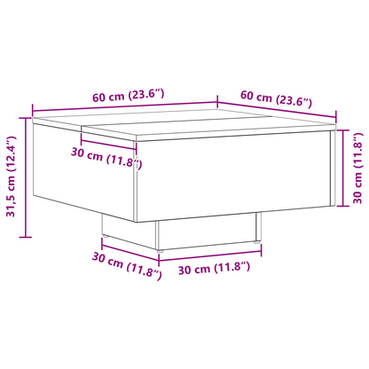 Kaffebord I Sort Eg 60X60X31,5 Cm I Konstrueret Træ