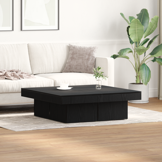 Kaffebord Sort Eg 90X90X28 Cm Ingeniørtræ
