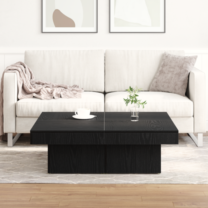 Kaffebord Sort Eg 90X90X28 Cm Ingeniørtræ