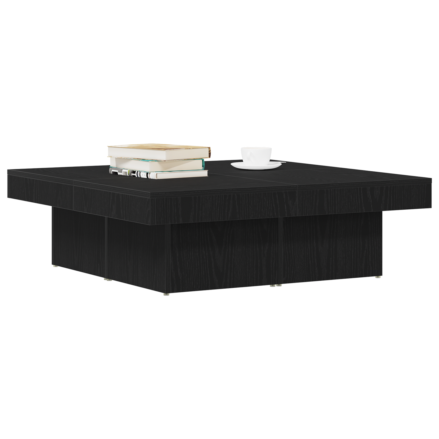 Kaffebord Sort Eg 90X90X28 Cm Ingeniørtræ