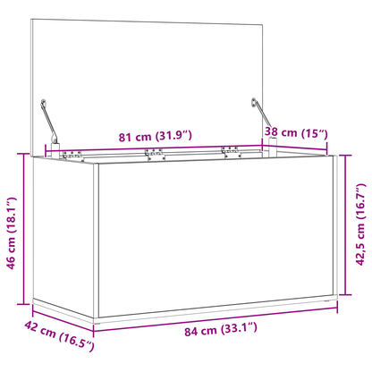 Opbevaringskasse Sort Eg 84 X 42 X 46 Cm Konstrueret Træ