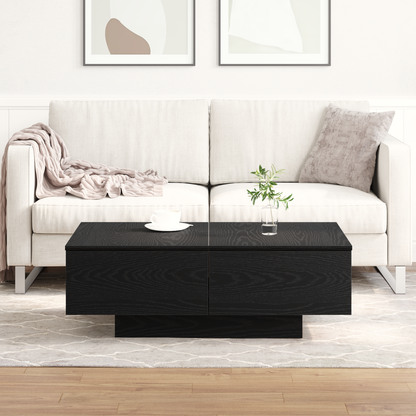 Kaffebord Sort Eg 90X60X31 Cm Bygget Træ