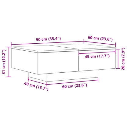 Kaffebord Sort Eg 90X60X31 Cm Bygget Træ