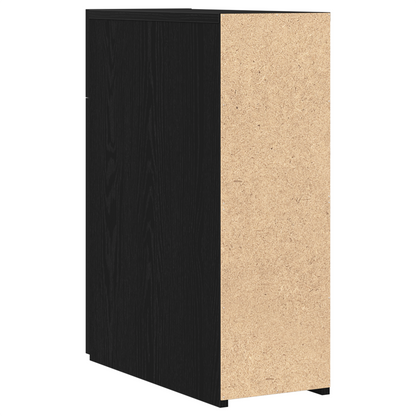 Apoteker Skab I Sort Eg - 20X45,5X60 Cm I Konstrueret Træ