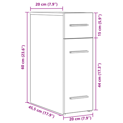 Apoteker Skab I Sort Eg - 20X45,5X60 Cm I Konstrueret Træ