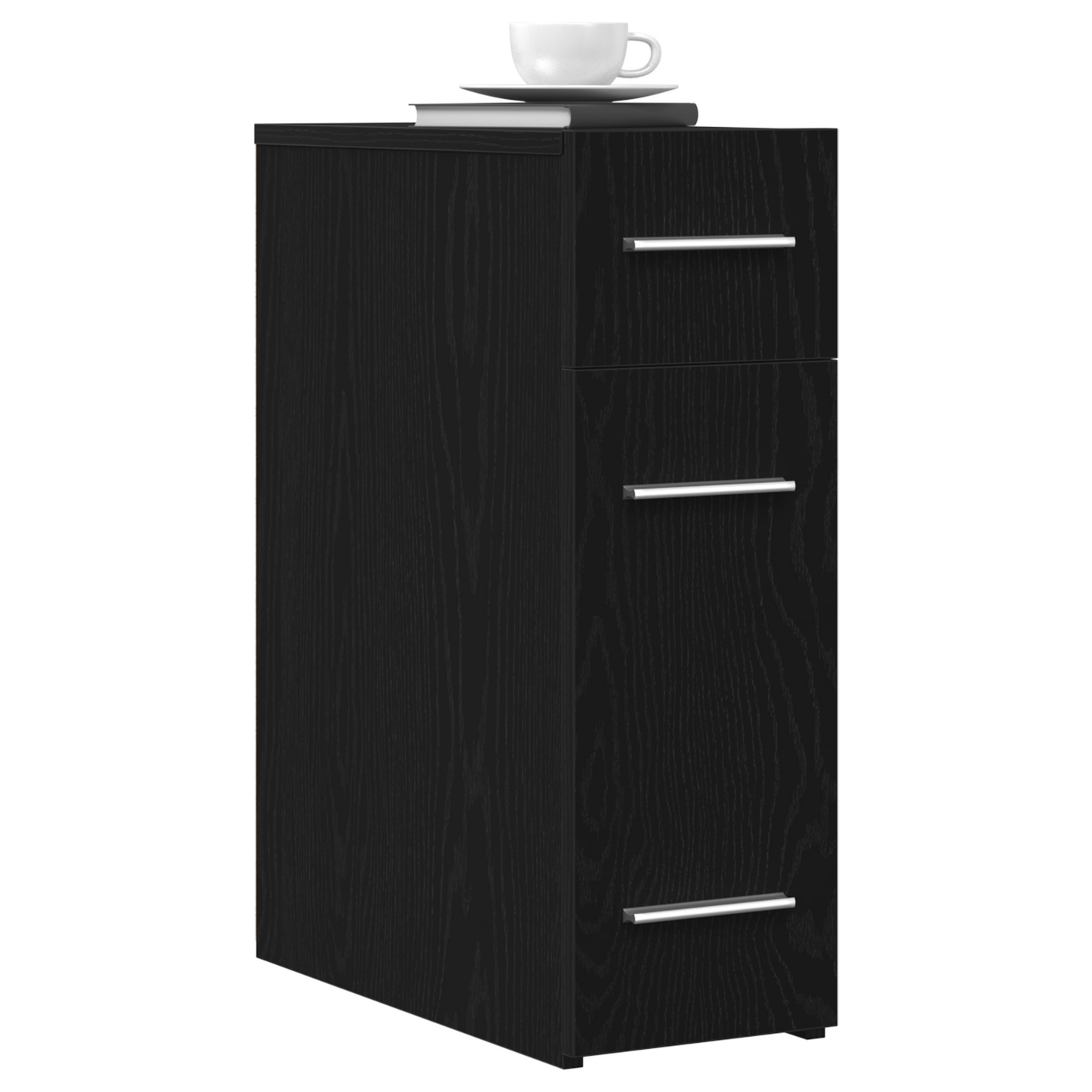 Apoteker Skab I Sort Eg - 20X45,5X60 Cm I Konstrueret Træ