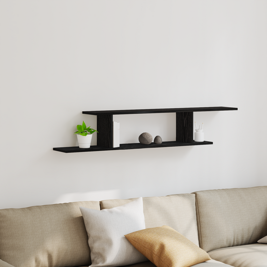 Tv-Hylde Sort Eg 125X18X23 Cm Bygget I Træ