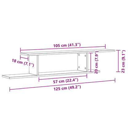 Tv-Hylde Sort Eg 125X18X23 Cm Bygget I Træ