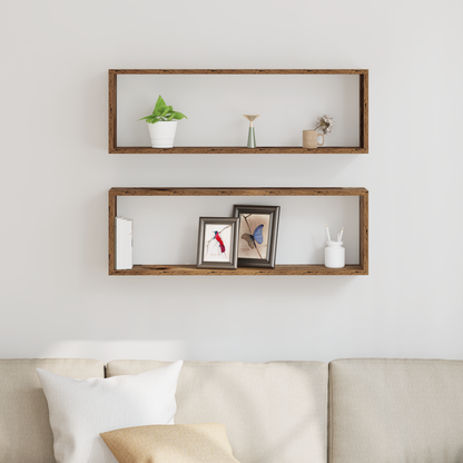 Væghylder 2 Stk Gammelt Træ 80X15X26 Cm Konstrueret Træ