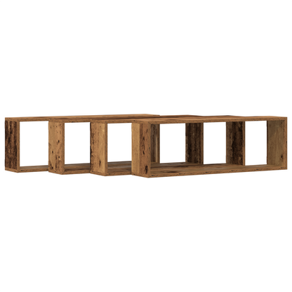 Væghylder 4 Stk Gammelt Træ 80X15X26 Cm Konstrueret Træ