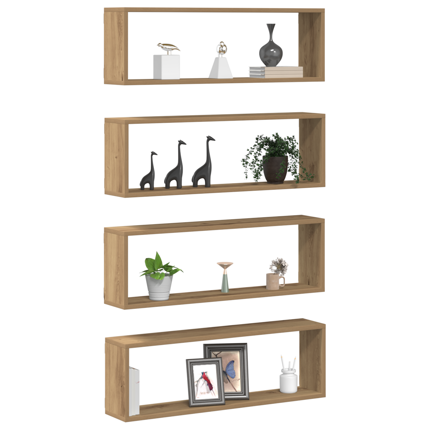 Væghylder 4 Stk Artisan Eg 80X15X26 Cm Konstrueret Træ