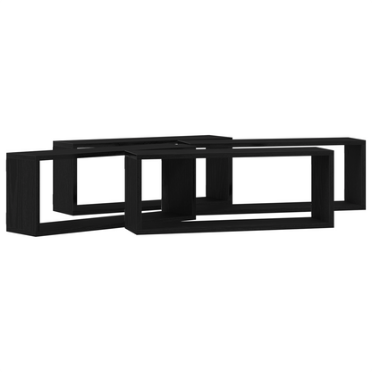 Væghylder Sæt Af 4 - Sort Eg - 60X15X23 Cm - Lavet Af Ingeniørtræ