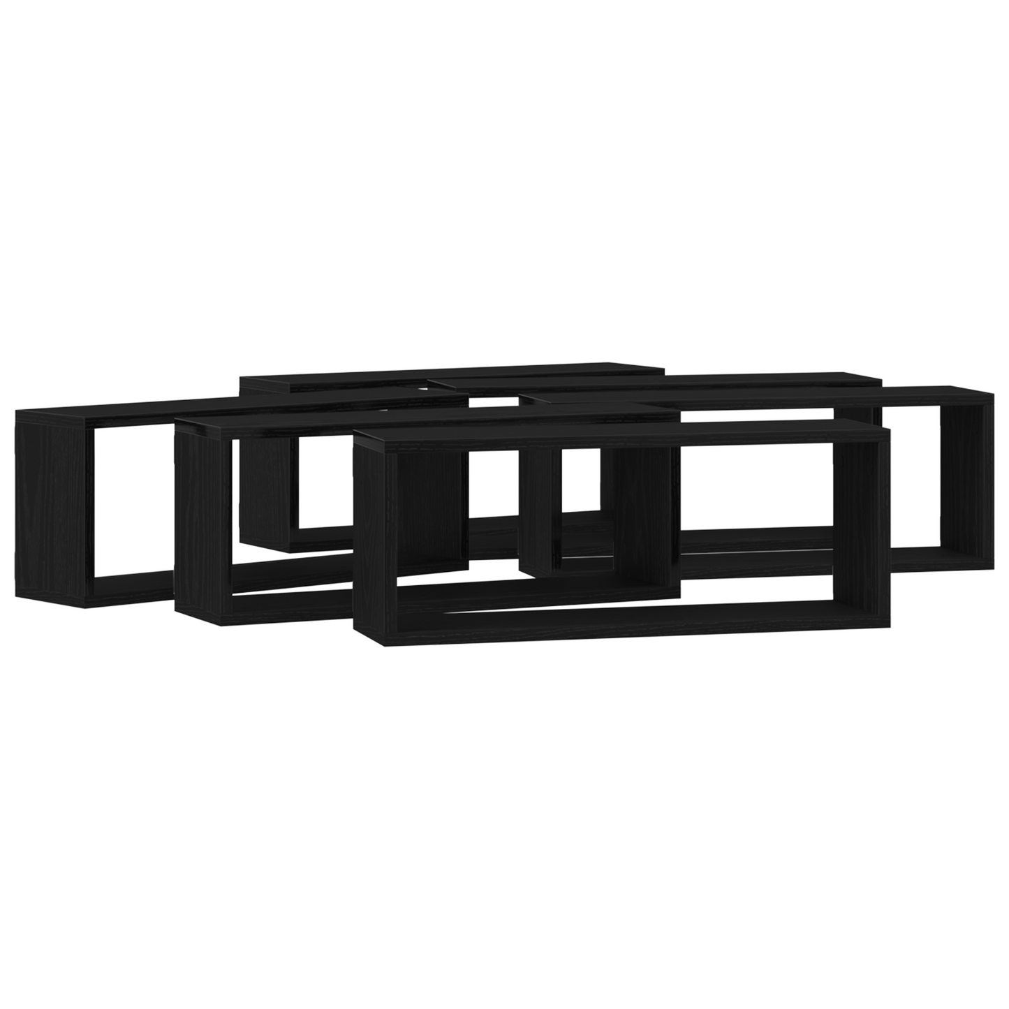Væghylder 6 Stk Sort Eg 60X15X23 Cm Konstrueret Træ