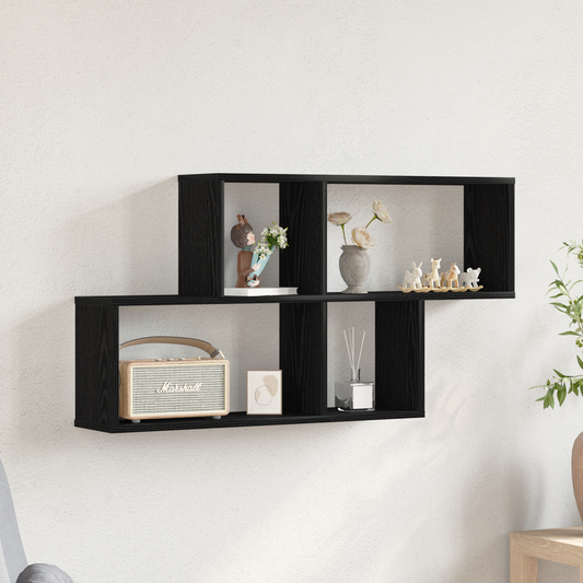 Sort Eg Vægskab 76X15X53 Cm Lavet Af Konstrueret Træ