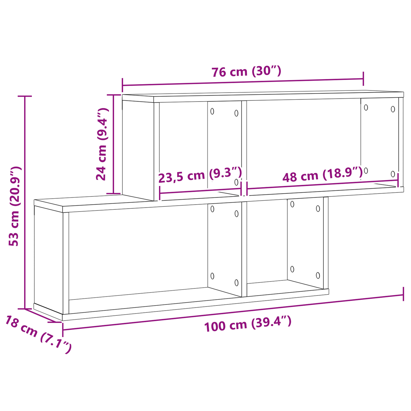 Sort Eg Vægskab 76X15X53 Cm Lavet Af Konstrueret Træ