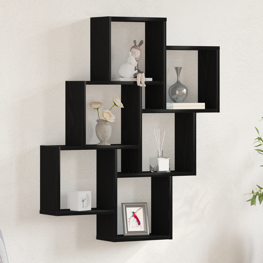 Vægskab Sort Egetræ 78X15X92 Cm Ingeniørtræ