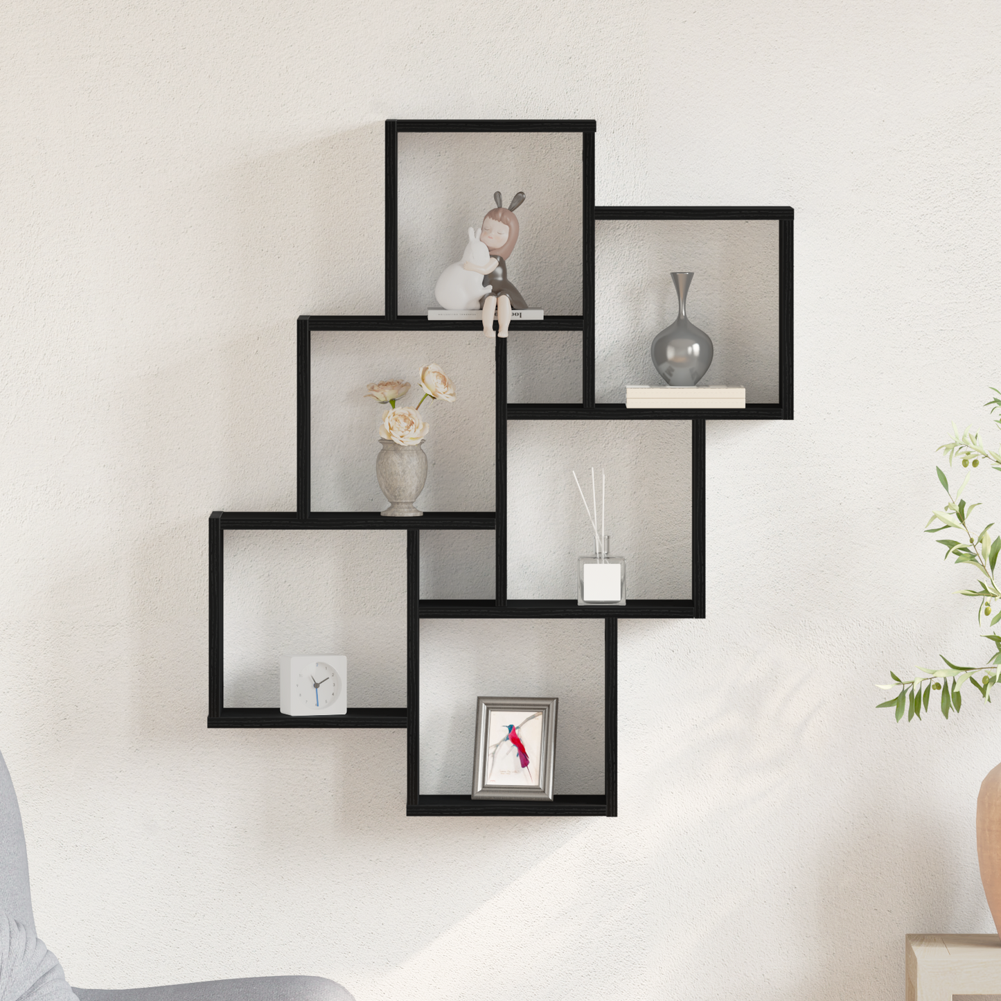 Vægskab Sort Egetræ 78X15X92 Cm Ingeniørtræ