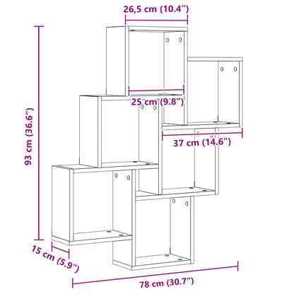 Vægskab Sort Egetræ 78X15X92 Cm Ingeniørtræ