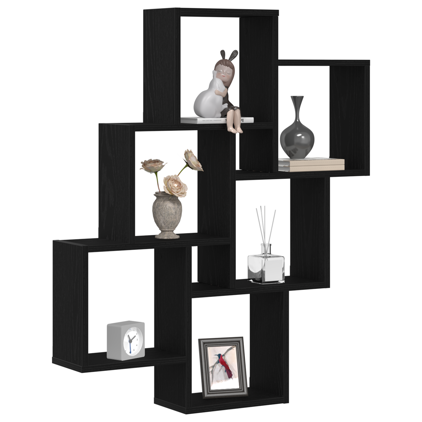 Vægskab Sort Egetræ 78X15X92 Cm Ingeniørtræ