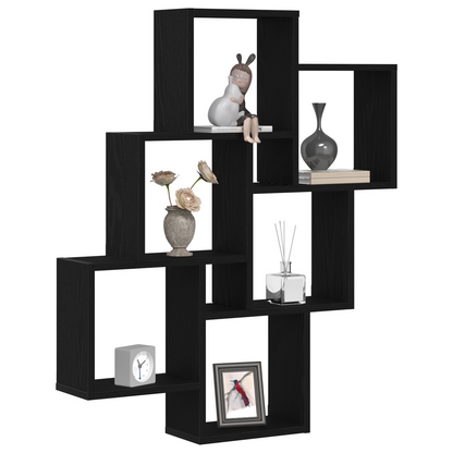 Vægskab Sort Egetræ 78X15X92 Cm Ingeniørtræ