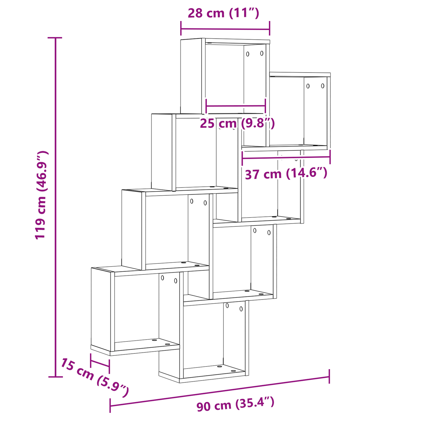 Vægskab I Sort Eg 90X15X119,5 Cm - Lavet Af Træ