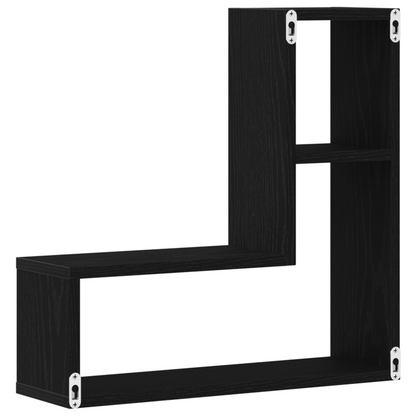 Væghylder 2 Stk Sort Eg 50X15X85 Cm Ingeniørtræ