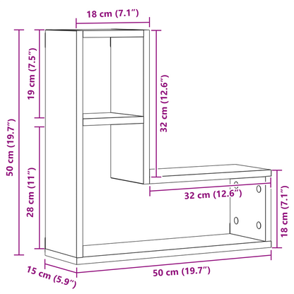 Væghylder 2 Stk Sort Eg 50X15X85 Cm Ingeniørtræ