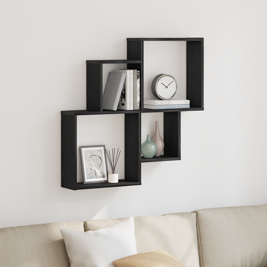Vægskab I Sort Egetræ 80X15X78,5 Cm - Bygget I Træ