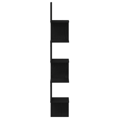 Hjørnehylde Sort Eg 20X20X127,5 Cm Konstrueret Træ