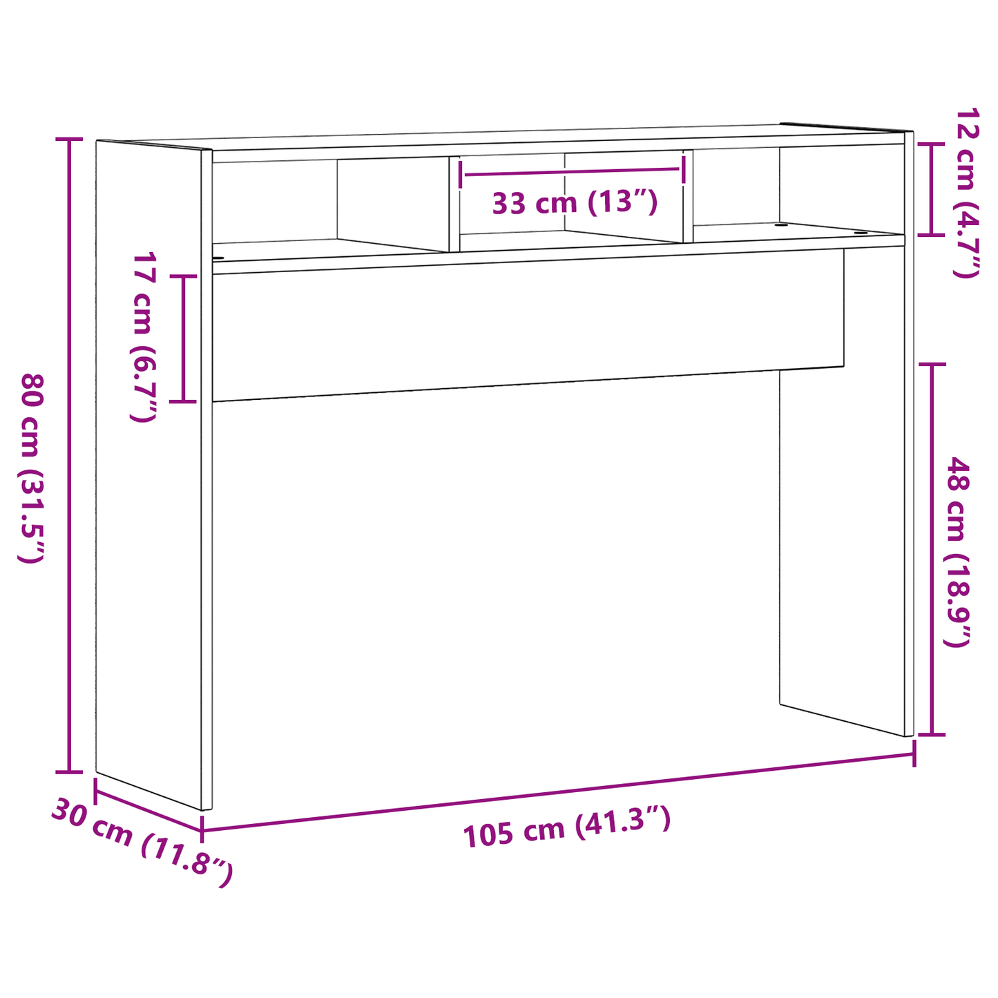 Konsolbord I Sort Eg 105X30X80 Cm Ingeniørtræ